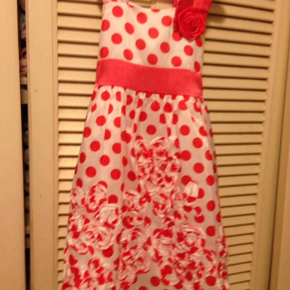 Rare Editions Girls Dress size 5, New without Tags  Hot Pink Polka Dots